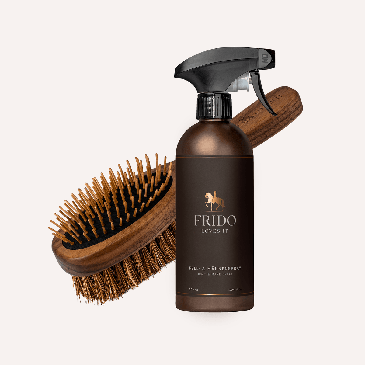 FRIDO LOVES IT Silk & Shine Set mit Mähnenspray und Bürste freigestellt