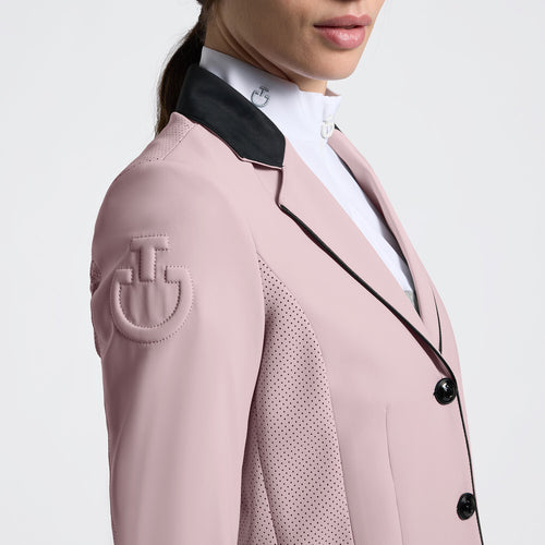 Cavalleria Toscana Damen Turnierjacket Perforated mit Knöpfen – Violet Ice, Detail