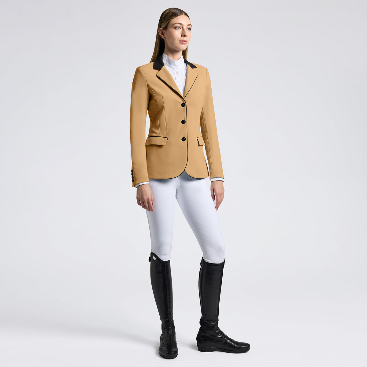 Cavalleria Toscana Damen Turnierjacket Perforated mit Knöpfen – Tan