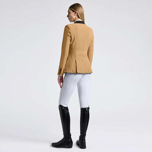 Cavalleria Toscana Damen Turnierjacket Perforated mit Knöpfen – Tan, Rückansicht