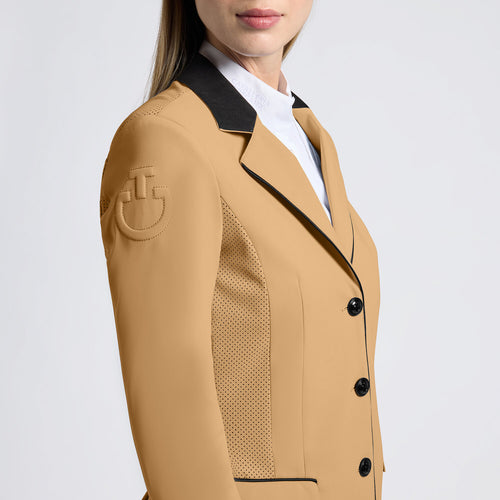 Cavalleria Toscana Damen Turnierjacket Perforated mit Knöpfen – Tan, Detail