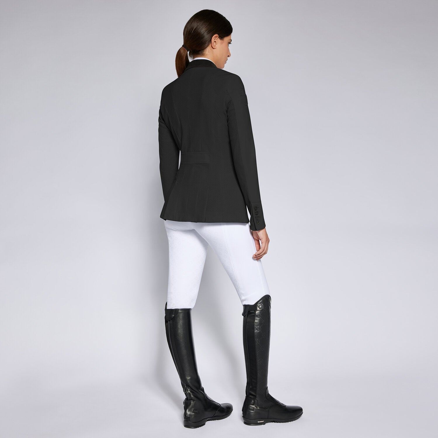 Cavalleria Toscana Damen Turnierjacket Perforated mit Knöpfen – Schwarz