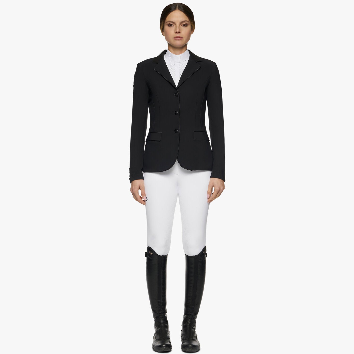 Cavalleria Toscana Damen Turnierjacket Perforated mit Knöpfen – Schwarz