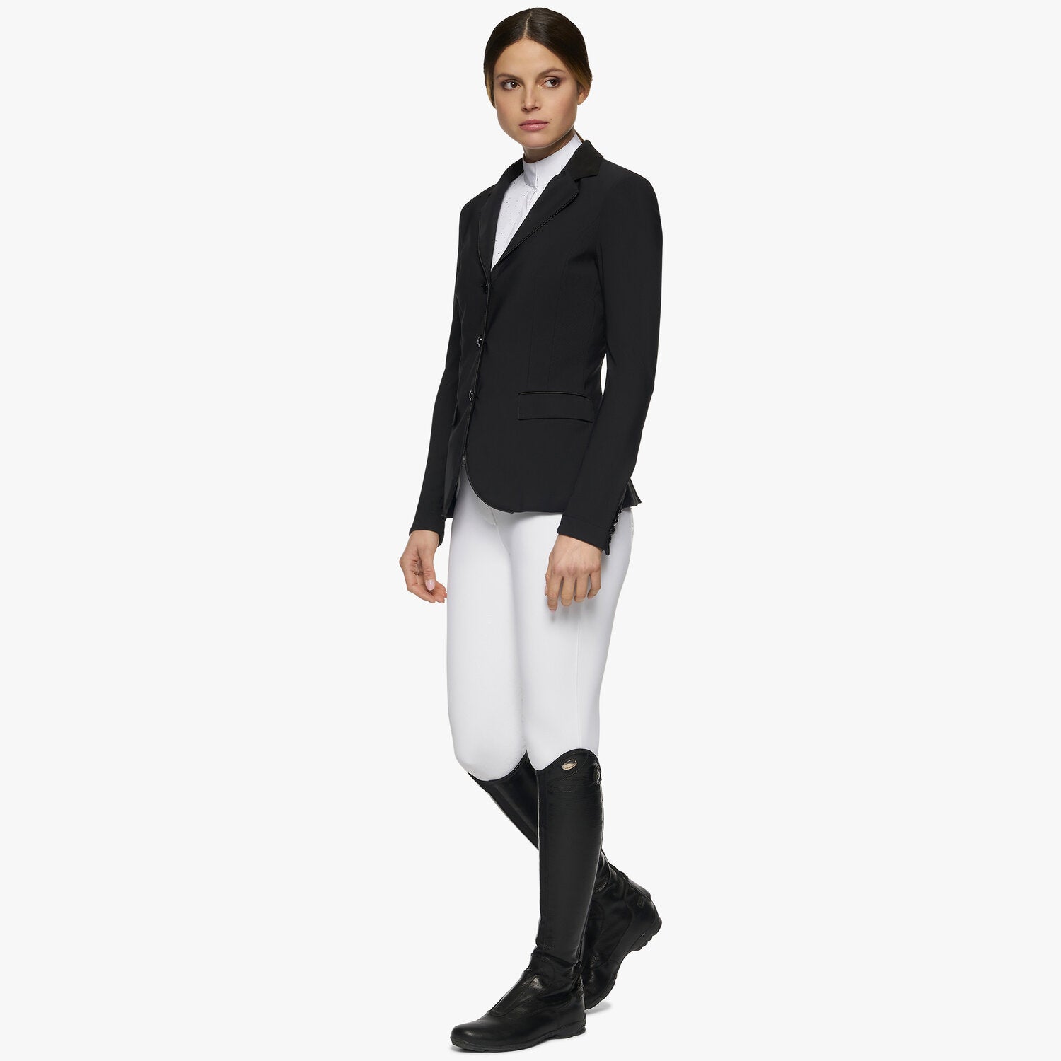Cavalleria Toscana Damen Turnierjacket Perforated mit Knöpfen – Schwarz