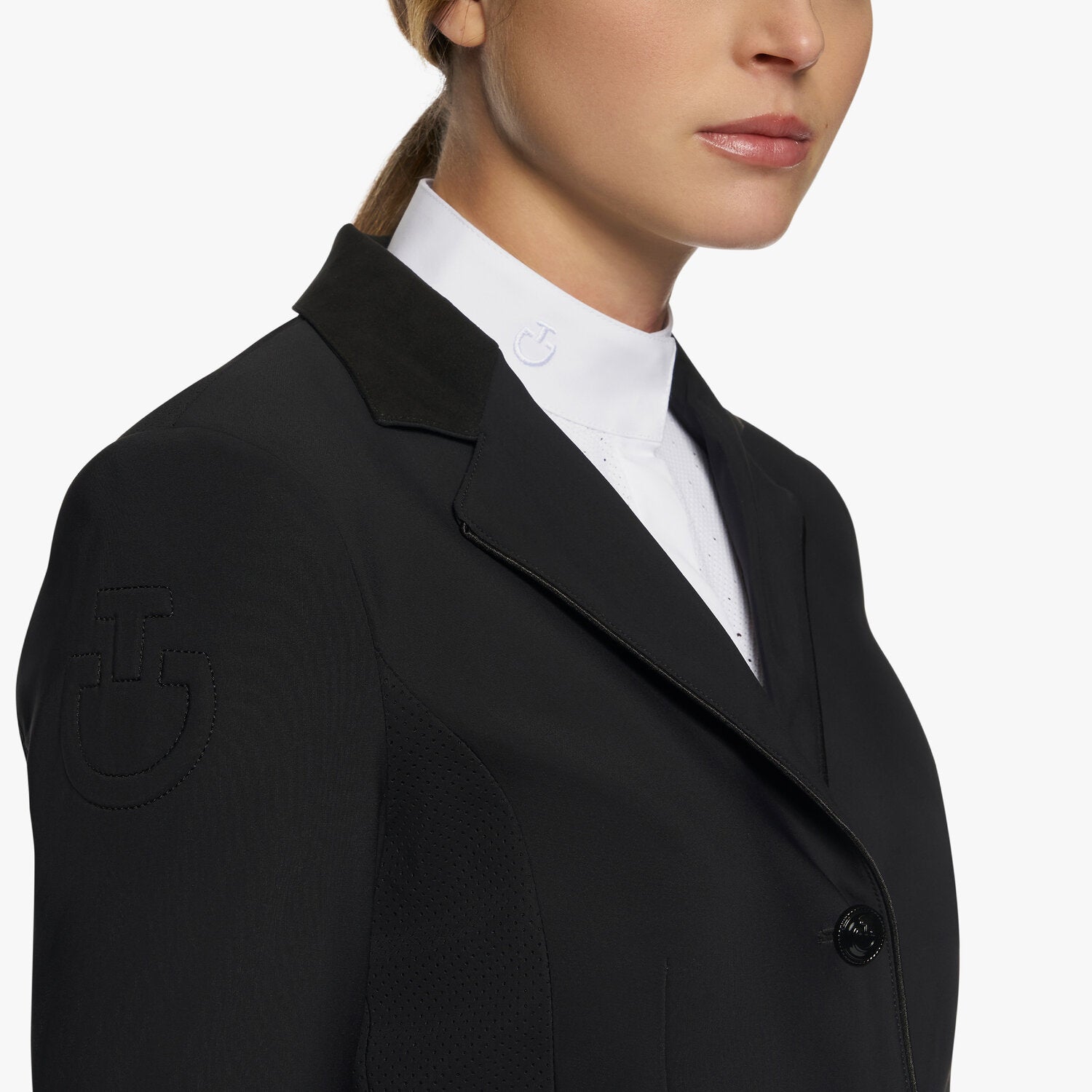 Cavalleria Toscana Damen Turnierjacket Perforated mit Knöpfen – Schwarz