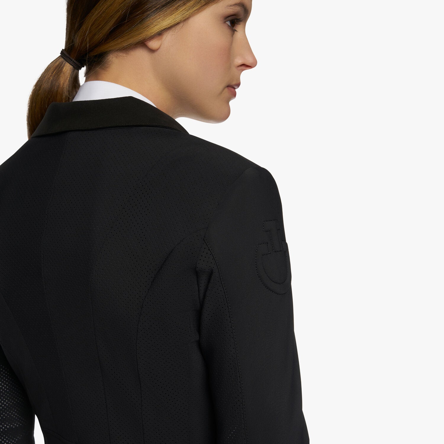 Cavalleria Toscana Damen Turnierjacket Perforated mit Knöpfen – Schwarz