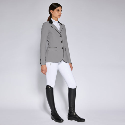 Cavalleria Toscana Damen Turnierjacket Perforated mit Knöpfen – Grau