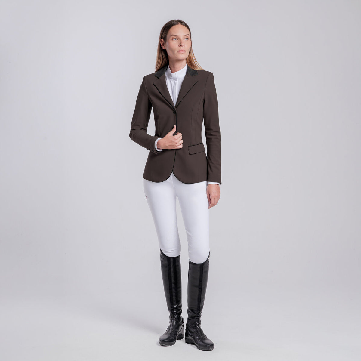 Cavalleria Toscana Damen Turnierjacket mit Zip – Espresso