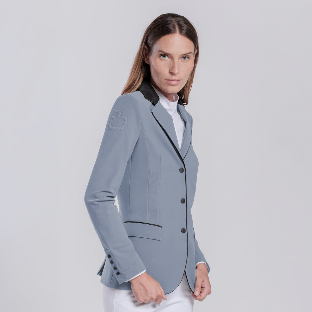 Cavalleria Toscana Damen Turnierjacket mit Zip – Windward Blue, Rückansicht