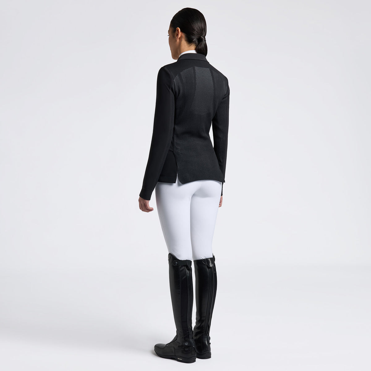 Cavalleria Toscana Damen Turnierjacket Revolution – Schwarz/Weiß, Rückansicht