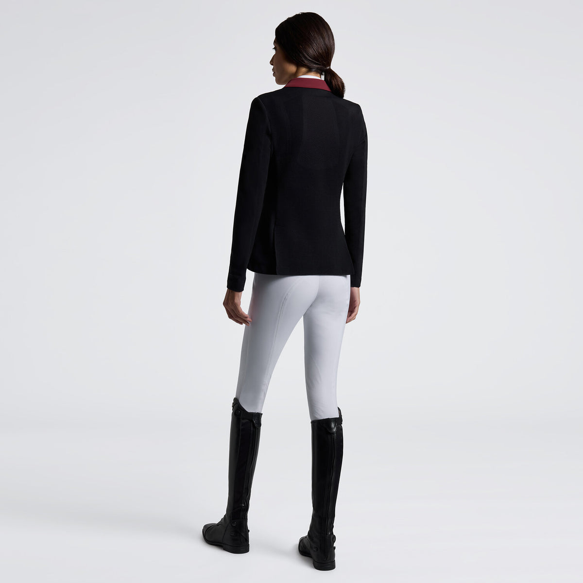 Cavalleria Toscana Damen Turnierjacket Revolution – Schwarz/Bordeaux, Rückansicht