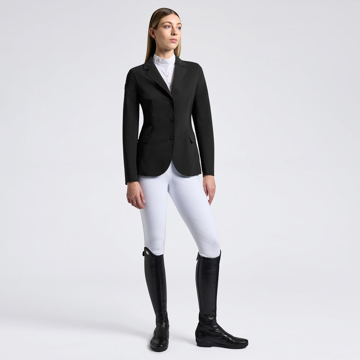 Cavalleria Toscana Damen Turnierjacket Raw-Cut Schwarz
