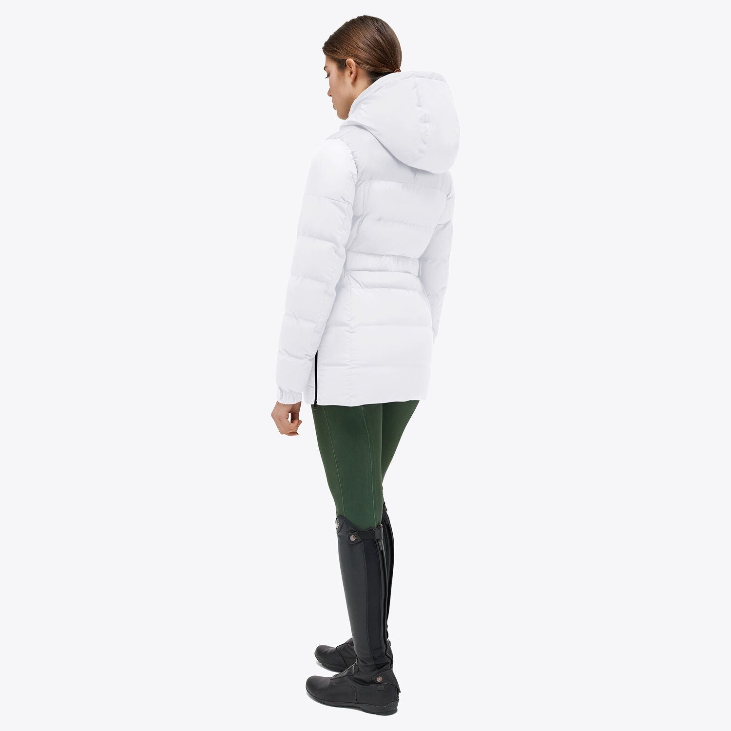 Long down jacket for women in white
