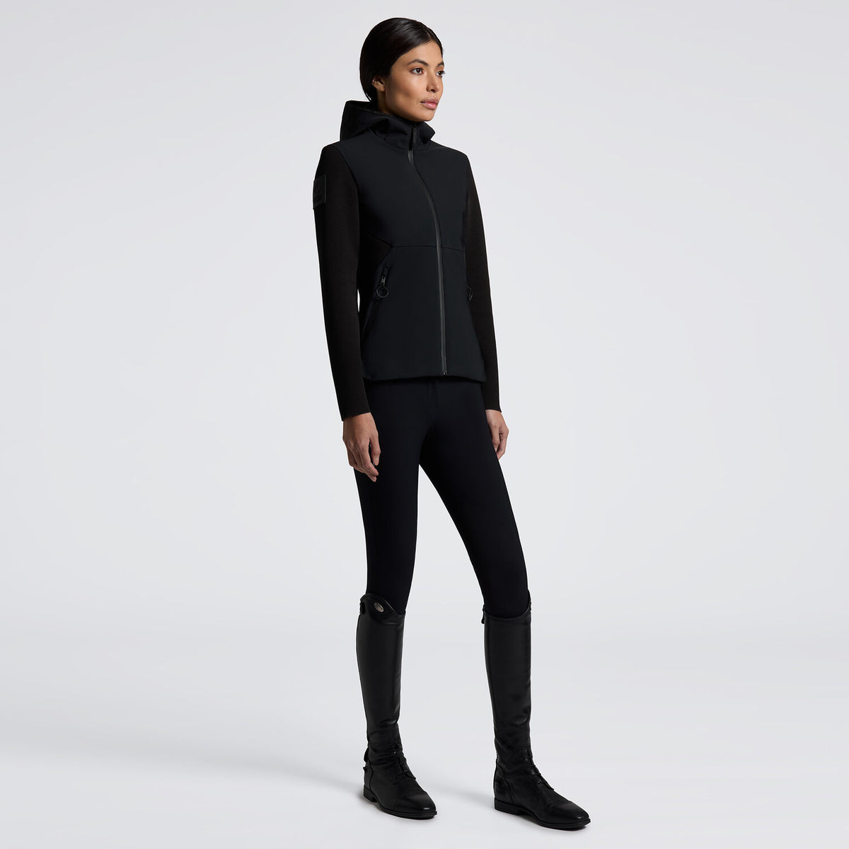 Cavalleria Toscana Damen Softshelljacke mit Strickärmeln Schwarz