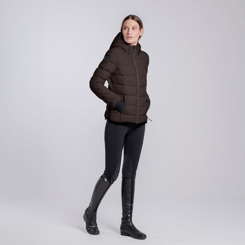 Cavalleria Toscana Damen Daunenjacke mit abnehmbarer Kapuze – Espresso