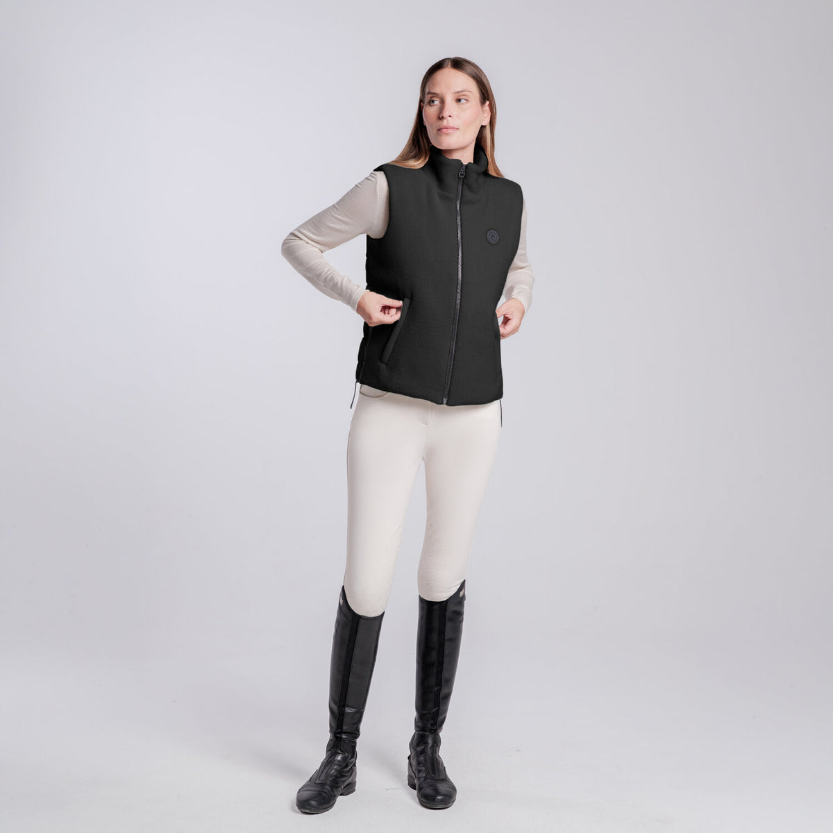 Cavalleria Toscana Damen Fleeceweste mit Zip – Schwarz