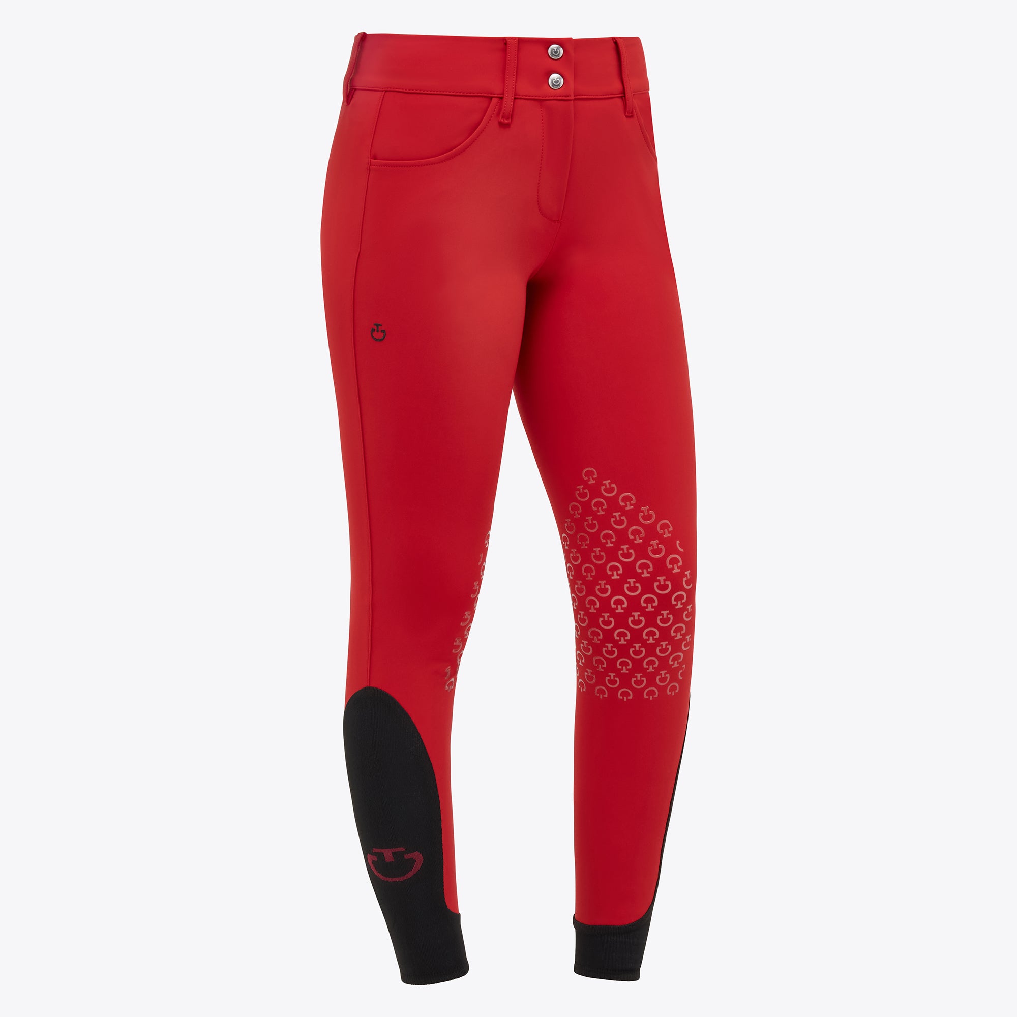 Women's breeches with a high waist in red