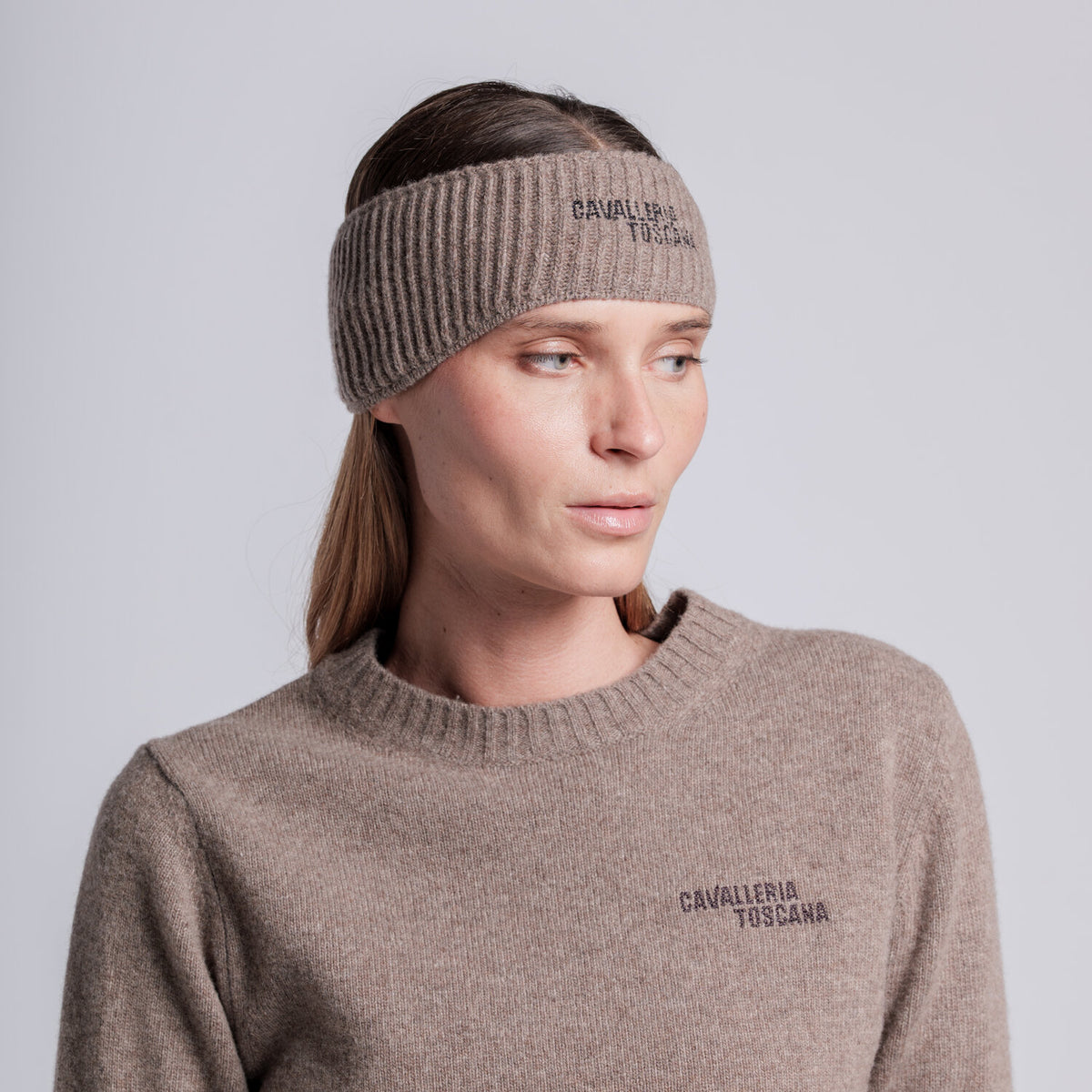 Cavalleria Toscana Stirnband Wolle Kaschmir Espresso