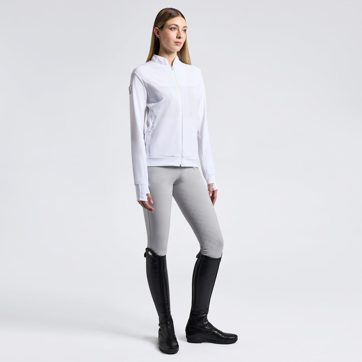 Cavalleria Toscana Damen Technisches Sweatshirt mit Zip Weiß