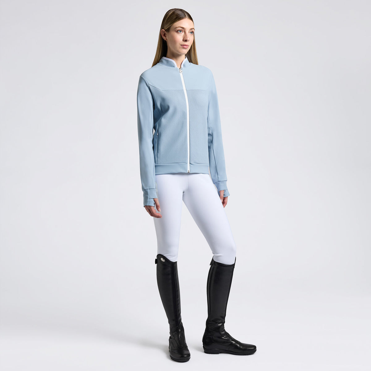 Cavalleria Toscana Damen Technisches Sweatshirt mit Zip Blue Fog