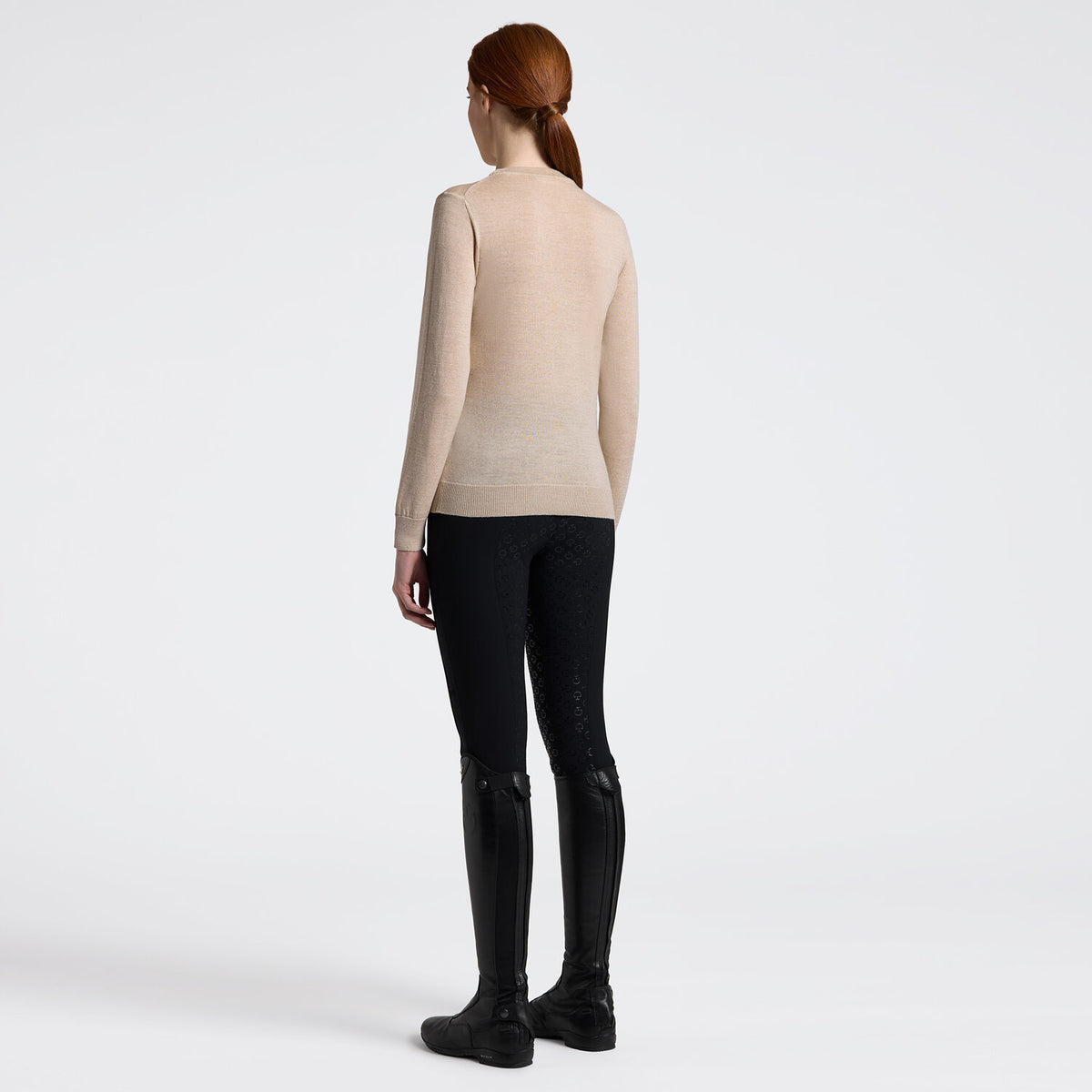 Cavalleria Toscana Damen Schurwollpullover Beige Rückansicht