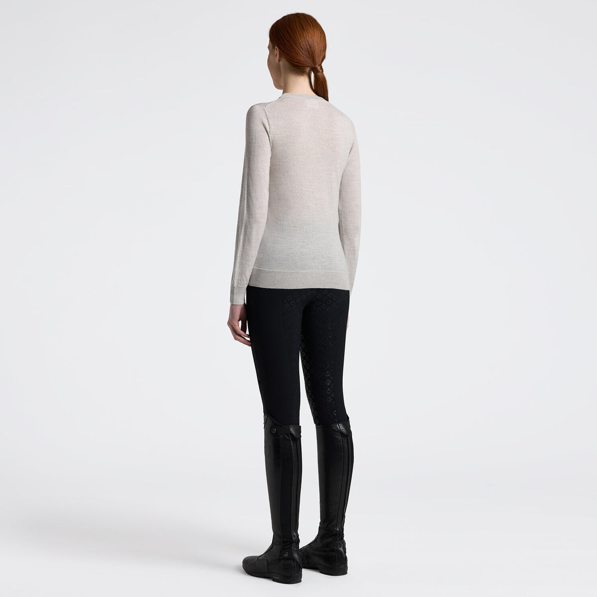 Cavalleria Toscana Damen Schurwollpullover Stone Grey Rückansicht