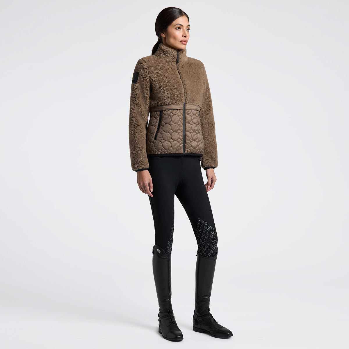Cavalleria Toscana Damen Fleecejacke mit Nylon-Einsätzen Walnut