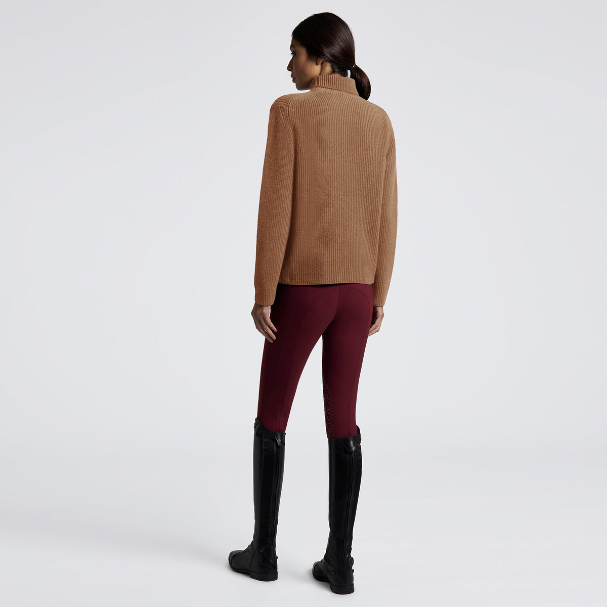 Cavalleria Toscana Damen Rollkragenpullover Camel Rückansicht