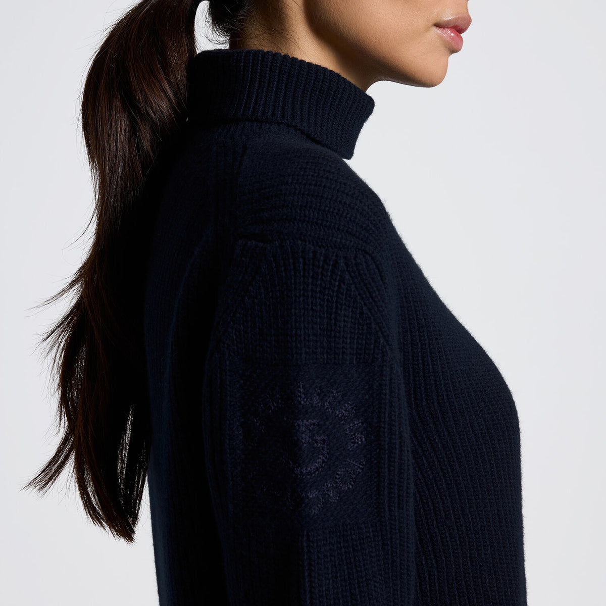 Cavalleria Toscana Damen Rollkragenpullover Navy Detail