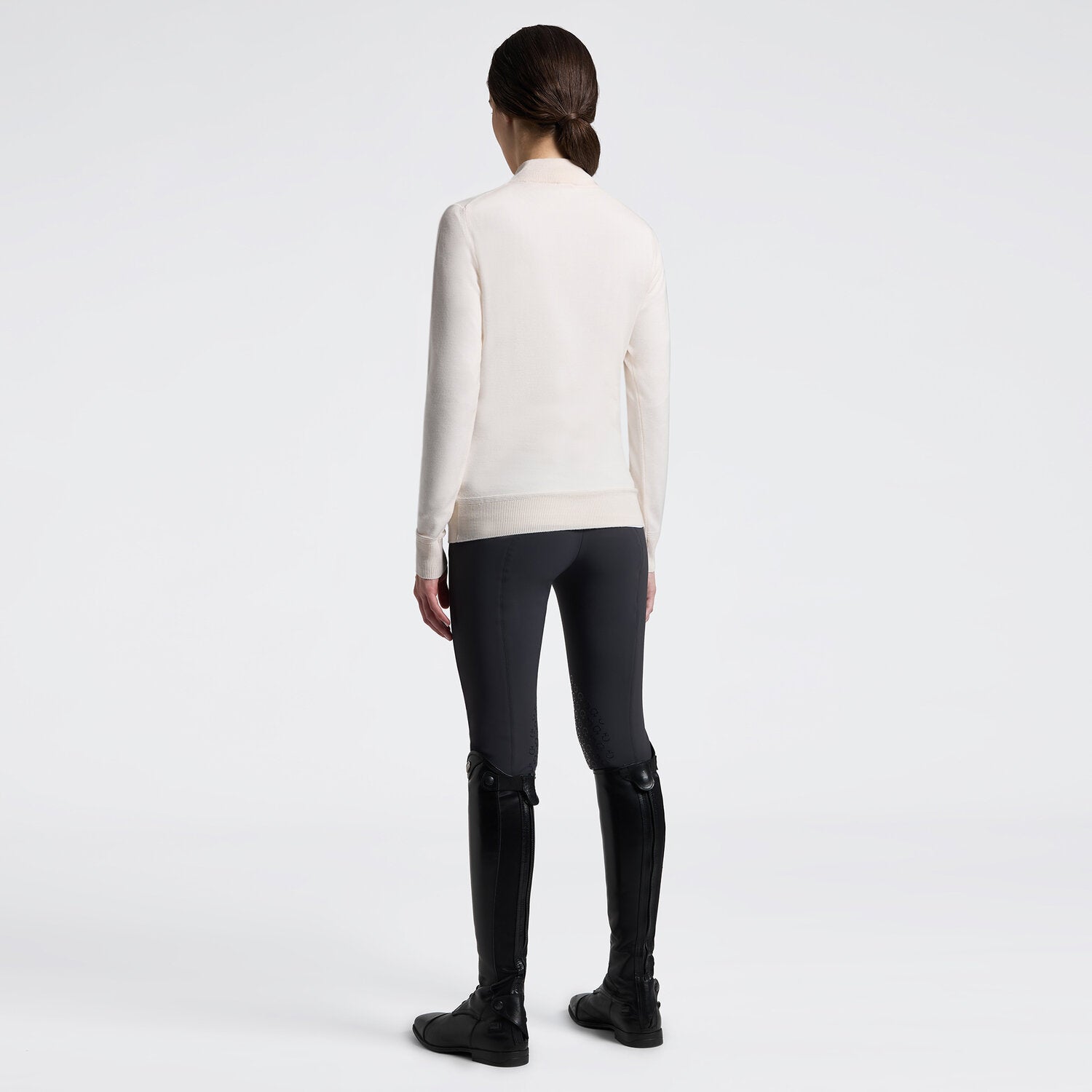 Cavalleria Toscana Damen Merino Rollkragenpullover mit Halfzip – Beige