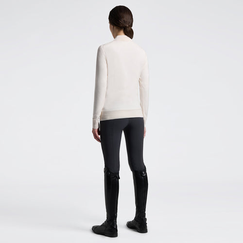 Cavalleria Toscana Damen Merino Rollkragenpullover mit Halfzip – Beige