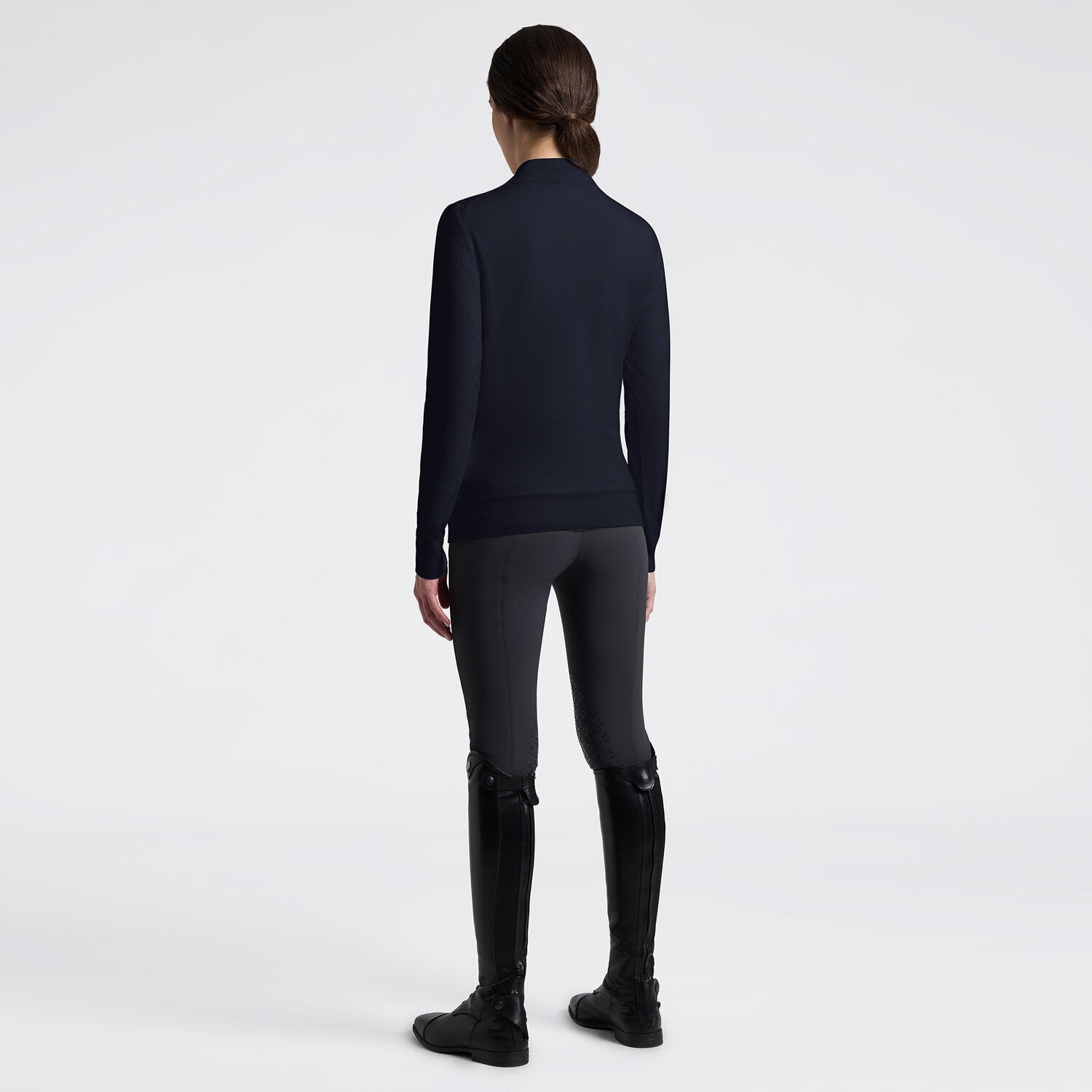 Cavalleria Toscana Damen Merino Rollkragenpullover mit Halfzip – Anthrazit