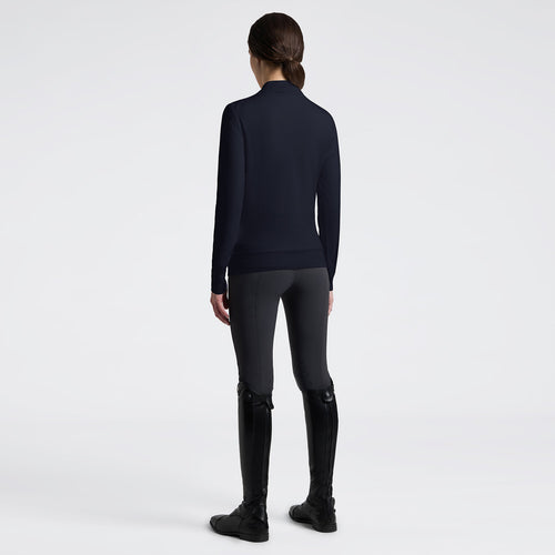 Cavalleria Toscana Damen Merino Rollkragenpullover mit Halfzip – Anthrazit