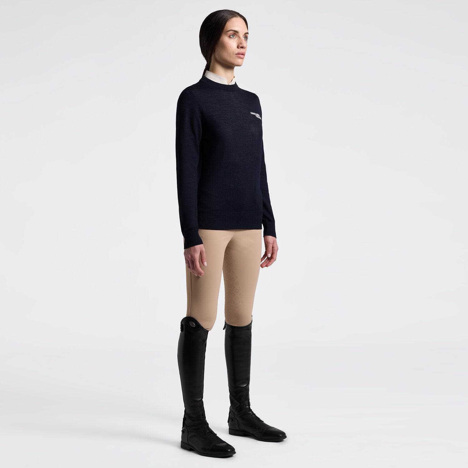 Cavalleria Toscana Damen Merino Rundhalspullover – Anthrazit