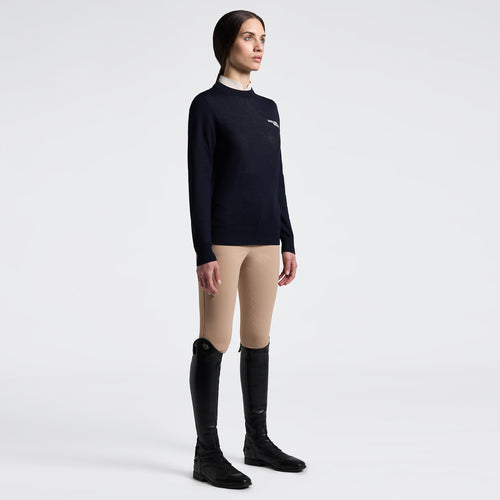 Cavalleria Toscana Damen Merino Rundhalspullover – Anthrazit