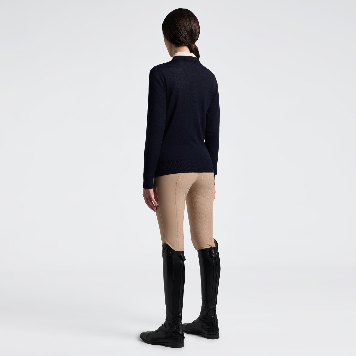 Cavalleria Toscana Damen Merino Rundhalspullover – Anthrazit