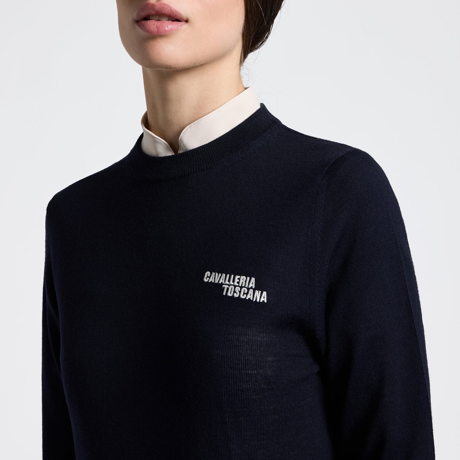 Cavalleria Toscana Damen Merino Rundhalspullover – Anthrazit