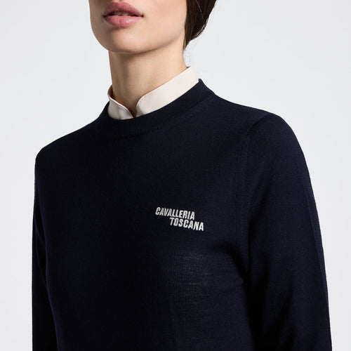 Cavalleria Toscana Damen Merino Rundhalspullover – Anthrazit