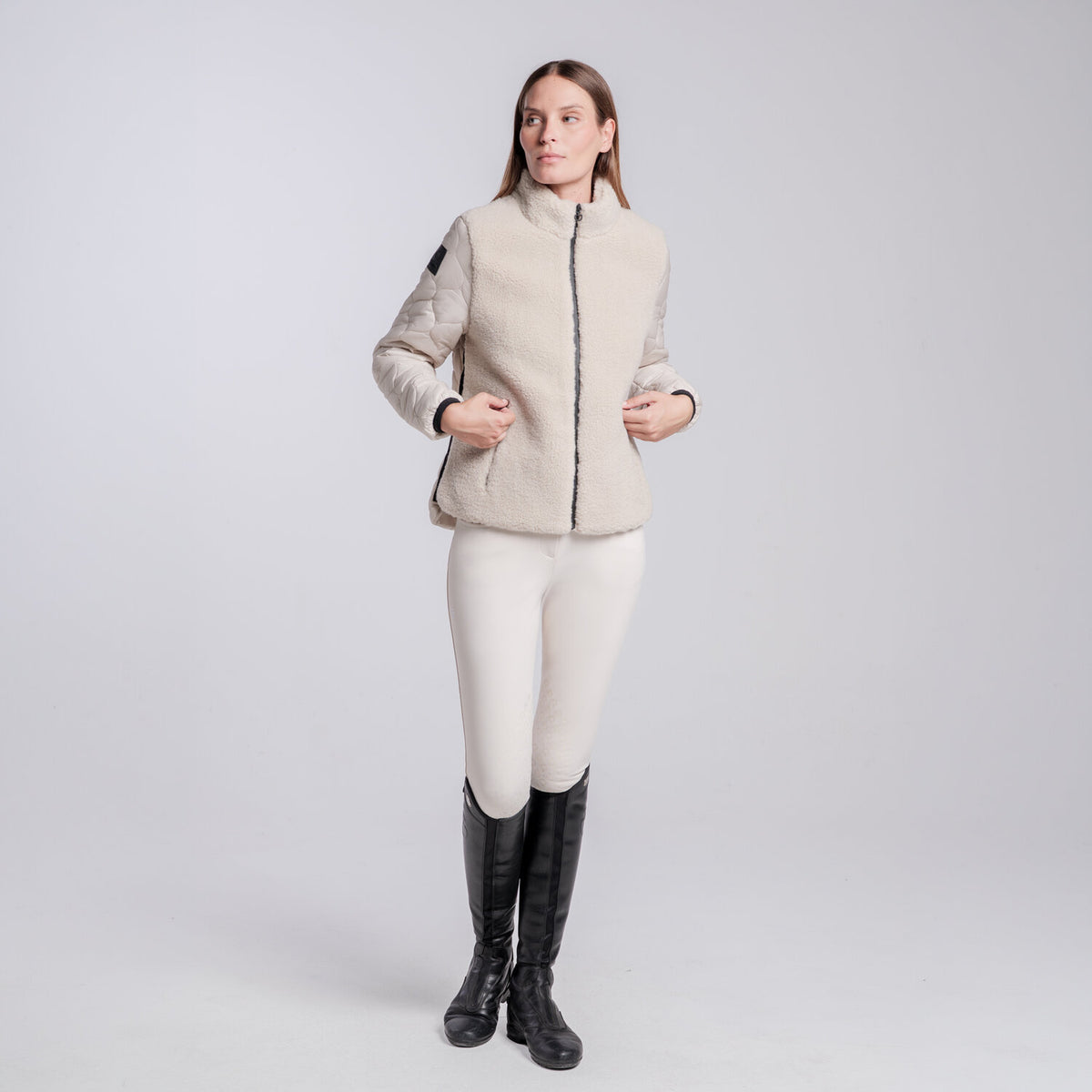 Cavalleria Toscana Damen Teddyfleecejacke mit Zip – Rainy Day