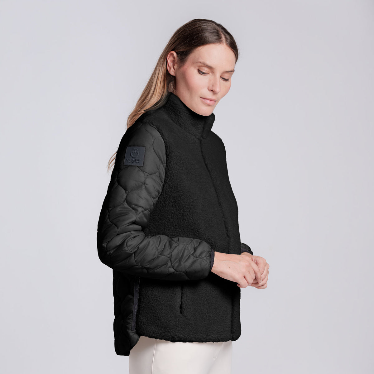 Cavalleria Toscana Damen Teddyfleecejacke – Schwarz, Rückansicht