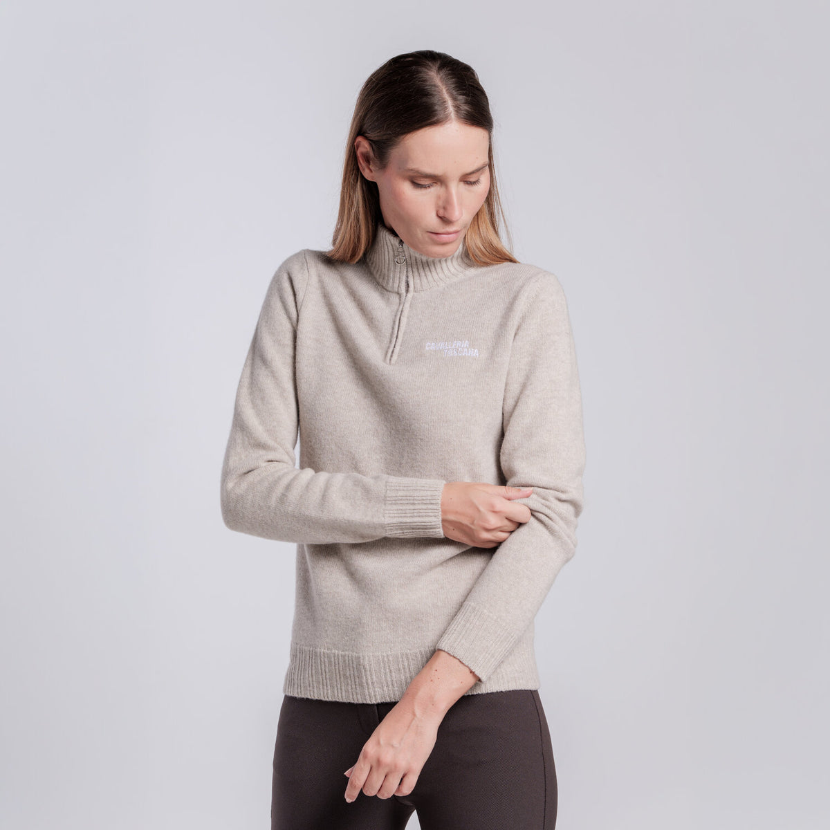 Cavalleria Toscana Damen Wollpullover Rainy Day Rückansicht