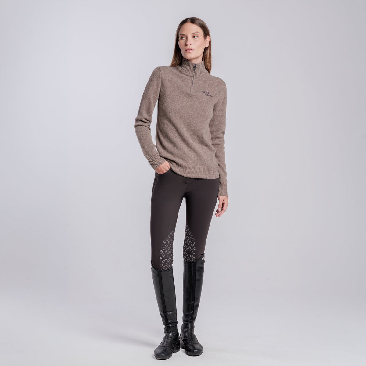 Cavalleria Toscana Damen Rollkragenpullover Wolle-Kaschmir Espresso