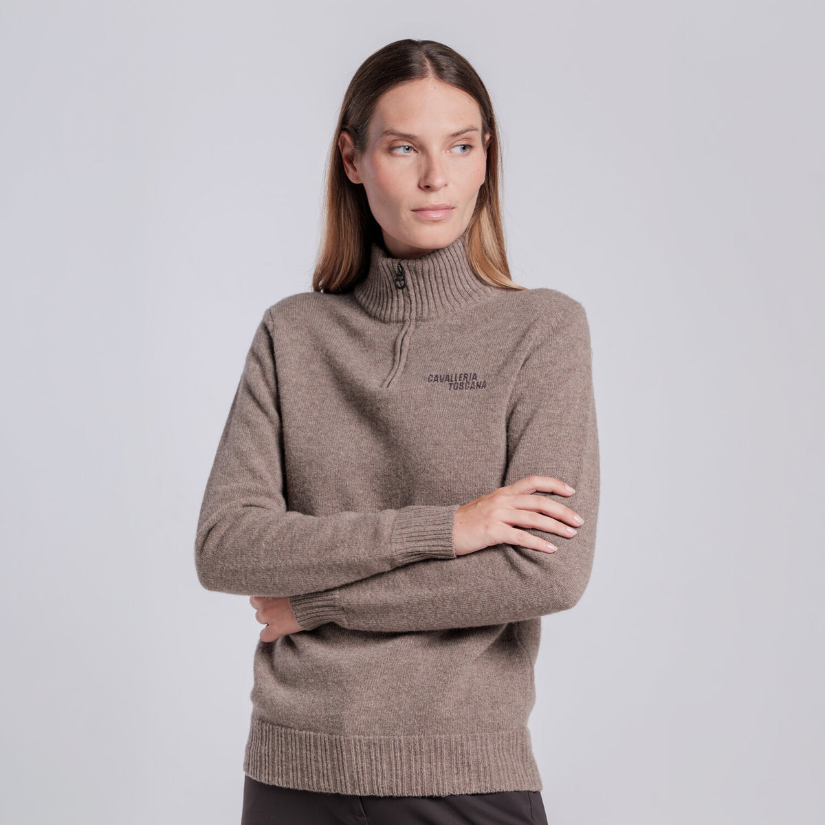 Cavalleria Toscana Damen Wollpullover Espresso Rückansicht