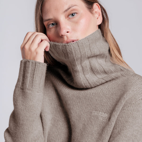 Cavalleria Toscana Damen Rollkragenpullover Espresso Rückansicht