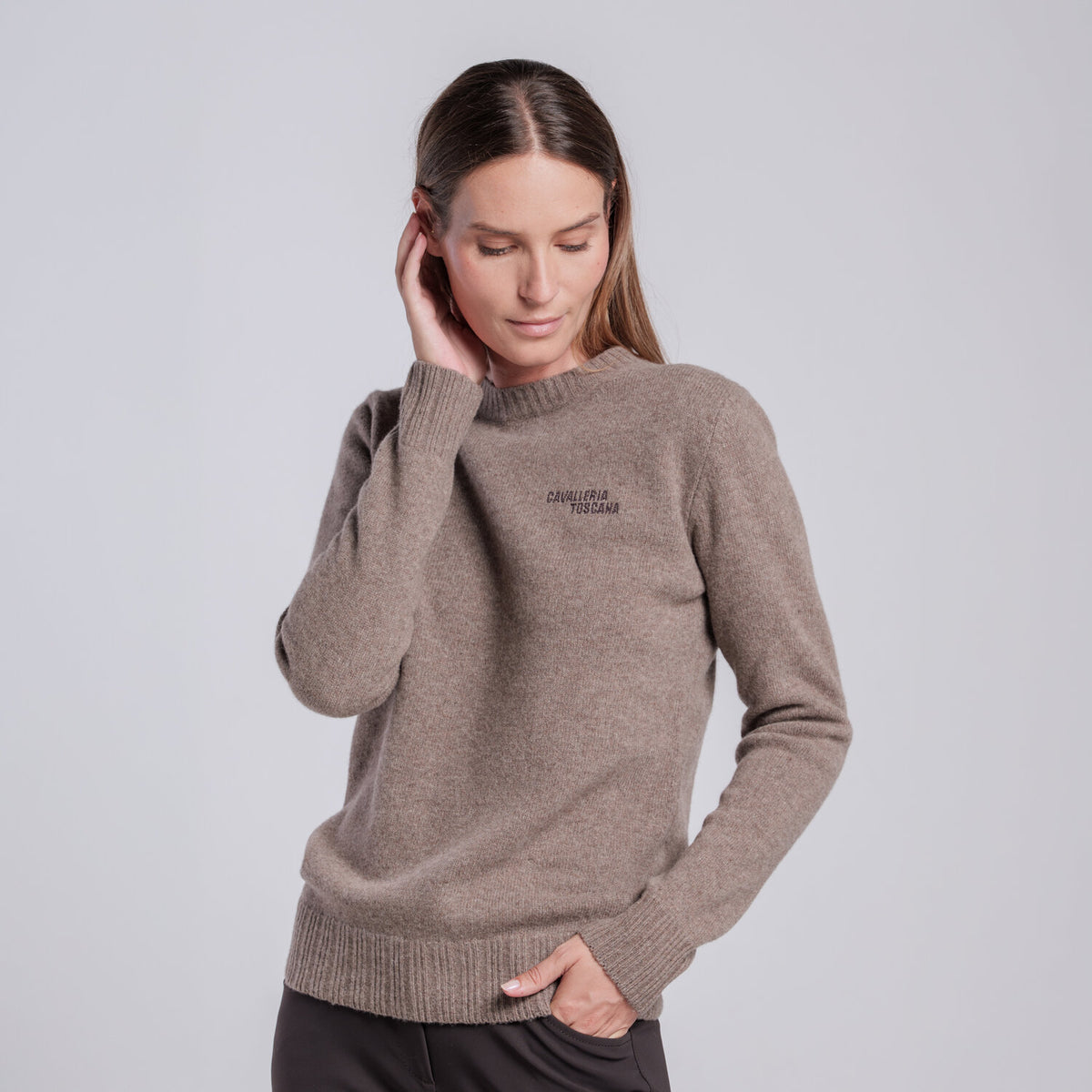 Cavalleria Toscana Damen Wollpullover Espresso Rückansicht