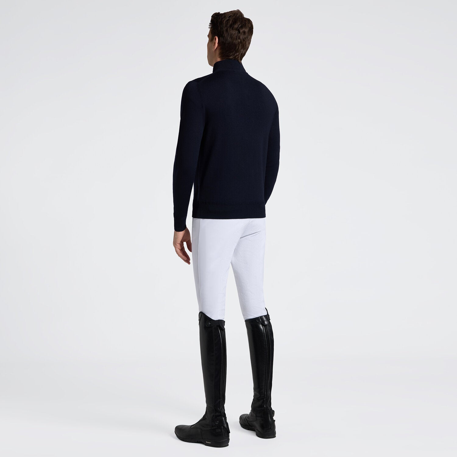 Cavalleria Toscana Herren Merino Rollkragenpullover mit Halfzip – Anthrazit