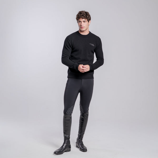 Cavalleria Toscana Herren Rundhalspullover Wolle-Kaschmir Schwarz