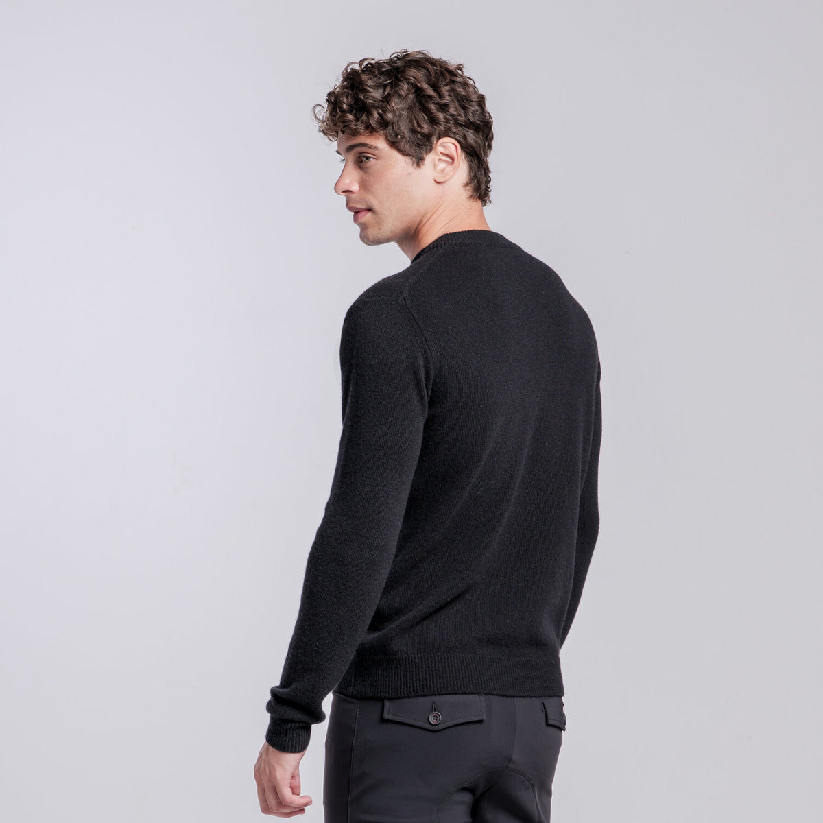 Cavalleria Toscana Herren Wollpullover Schwarz Detail