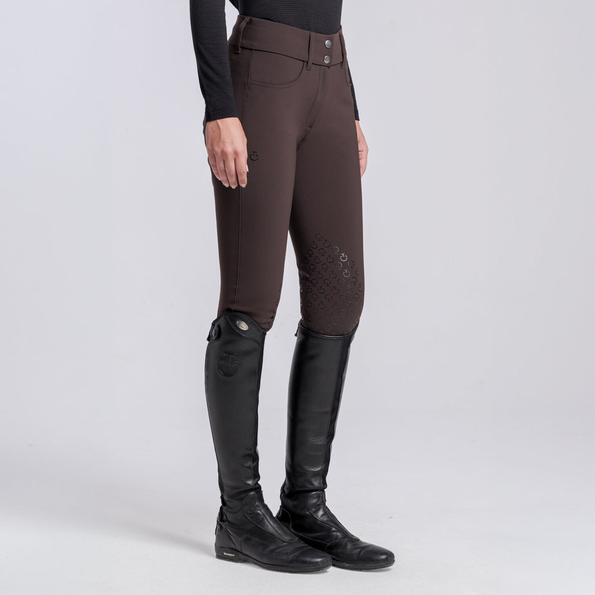 Cavalleria Toscana Damen Reithose mit Gesäßtaschen – Espresso