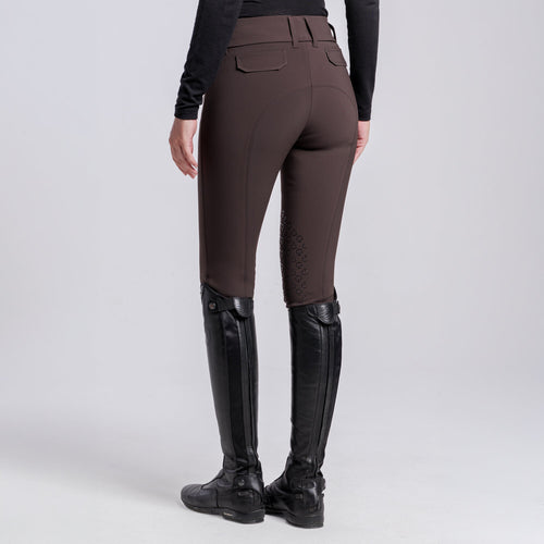 Cavalleria Toscana Damen Reithose mit Gesäßtaschen – Espresso, Rückansicht